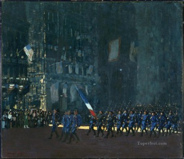 Diablos azules en la Quinta Avenida 1918 George Luks paisaje urbano escenas callejeras ciudad Pinturas al óleo